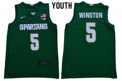 Youth Michigan State Spartans NCAA #5 Cassius Winston Green Authentic Nike Stitched College Basketball Jersey TP32J08PM